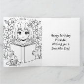 ジャンボアニメガール読ズ | カラーリングページ誕生日 カード (内部)