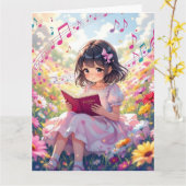 ジャンボアニメガール読ズ | カラーリングページ誕生日 カード (黄色い花)