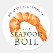 ジャンボエビ | 海鮮をテーマにした誕生日パーティー ラウンドシール (正面)