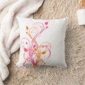 ジャンボオレンジ、ピンク、ホワイトフローラつる植物枕 クッション (ブランケット)