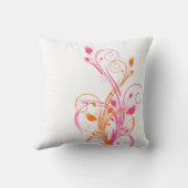 ジャンボオレンジ、ピンク、ホワイトフローラつる植物枕 クッション (裏面)