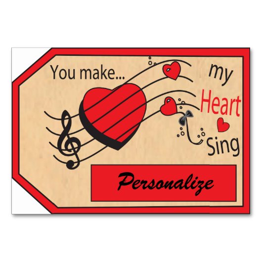 ジャンボギフトのラベル私のハートを歌わせます テーブルナンバー (正面)