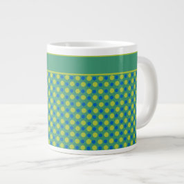 ジャンボコーヒーマグ、青と緑の水玉模様 ジャンボコーヒーマグカップ