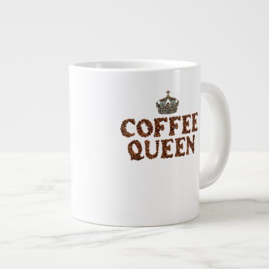 ジャンボコーヒーマグ – "Coffee Queen" with crown 20 Oz ジャンボコーヒーマグカップ (正面右)