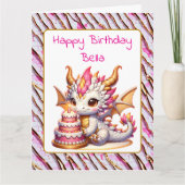 ジャンボサイズのドラゴンカラーリングページガール誕生日 カード (正面)