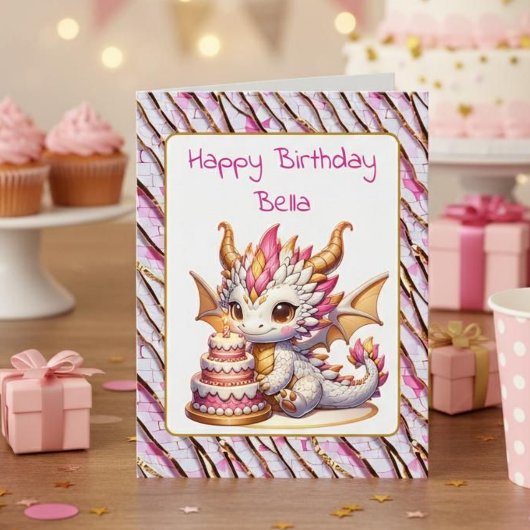 ジャンボサイズのドラゴンカラーリングページガール誕生日 カード