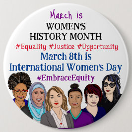 ジャンボサイズの国際的3月は女性の日 缶バッジ