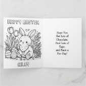 ジャンボサイズの愛らしいイースターバニーと着色ページ カード (内部)