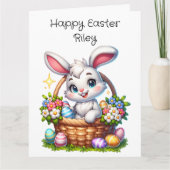 ジャンボサイズの愛らしいイースターバニーと着色ページ カード (正面)