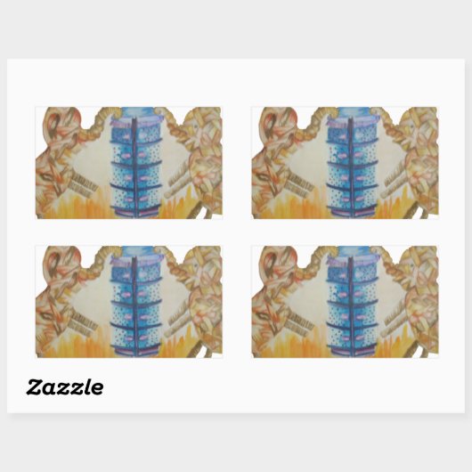 ジャンボジャンボアフリカキッズゾーンアートプリント 長方形シール (シート)