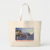 ジャンボトテ。メリークリスマスハッピーニューイヤートナカイ ラージトートバッグ (正面)