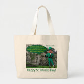 ジャンボトート.ハッピーセントパトリックの日。アイリッシュセッテ ラージトートバッグ (正面)