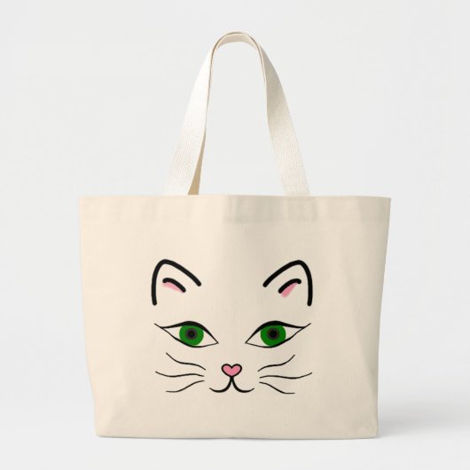 ジャンボトート-子猫の顔 ラージトートバッグ (正面)