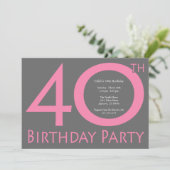 ジャンボナンバーズ バースデーパーティー（ピンク/グレー） 招待状 (スタンド正面)