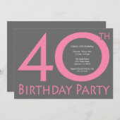 ジャンボナンバーズ バースデーパーティー（ピンク/グレー） 招待状 (正面/裏面)