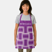 ジャンボパーソナライズされたー名、紫のデザインキッズ エプロン (インサイチュ)