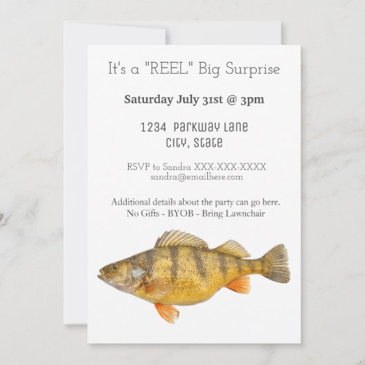 ジャンボパーチ魚釣りアングラーメンズ誕生日 招待状 (裏面)