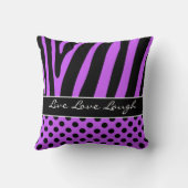 ジャンボパープルブラックゼブラストライプ水玉模様枕 クッション (裏面)