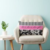 ジャンボピンクの白黒のストライプのダマスク織の枕 ランバークッション (椅子)