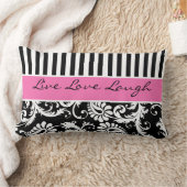 ジャンボピンクの白黒のストライプのダマスク織の枕 ランバークッション (ブランケット)