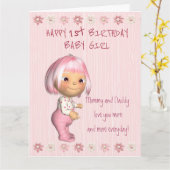 ジャンボベビーガール1st.誕生日カード カード (黄色い花)