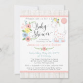 ジャンボベビーシャワー|かわいい花と素朴な木 招待状 (正面)