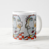 ジャンボマグ – オレンジ市松模様に色 ジャンボコーヒーマグカップ (正面右)