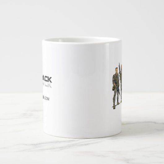 ジャンボマグ- 「ブローバック」海兵隊とロゴ ジャンボコーヒーマグカップ (正面)