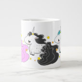 ジャンボ星との漫画のユニコーンの3色 ジャンボコーヒーマグカップ (正面)