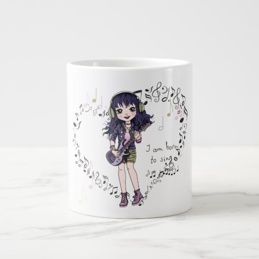 ジャンボ生まれコーヒーマグカップを歌う音楽好き ジャンボコーヒーマグカップ (正面)