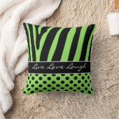 ジャンボ緑の黒いシマウマのストライプの水玉模様の枕 クッション (ブランケット)