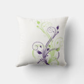ジャンボ緑、紫色、白い花のつる植物の枕 クッション (裏面)