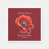 ジャンボ赤いケシの花のマーブルの赤い色の結婚前のお祝い スタンダードカクテルナプキン (正面)