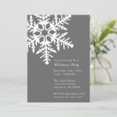 ジャンボ雪片のクリスマスのパーティの招待状(灰色) 招待状 (スタンド正面)