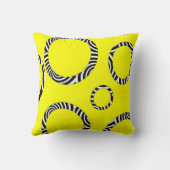 ジャンボ黄色、黒く、白くストライプのな円の枕 クッション (裏面)