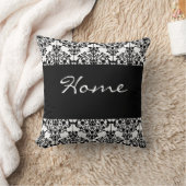 ジャンボ黒白ダマスク枕 クッション (ブランケット)