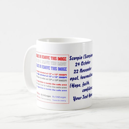 ジャンボ(占星術の)十二宮図の蠍座スタイル2は写真を加えます コーヒーマグカップ (正面左)