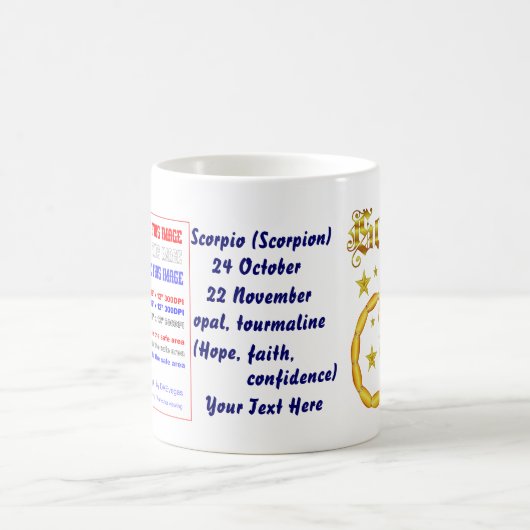 ジャンボ(占星術の)十二宮図の蠍座スタイル2は写真を加えます コーヒーマグカップ (中央)