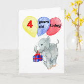 'ジャンボ' 4th Birthday Card カード (黄色い花)