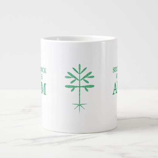 ジャンボ「SRC Alum」マグカップと緑のサプリング ジャンボコーヒーマグカップ (正面)