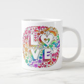 ジャンボGROOVY LOVEサイケデリックドードルマグ♥ ジャンボコーヒーマグカップ (右)