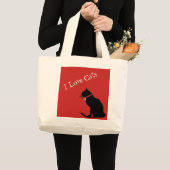 ジャンボIラブキャッツ赤と白グラフィックトート ラージトートバッグ (正面(商品))