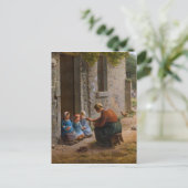 ジャン食べ物を与えフランソワ・ミレットの女の子 シーズンポストカード (スタンド正面)