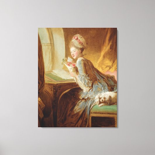 ジャン=オノレ・フラゴナール・ロココによる「ラブレター」 キャンバスプリント (正面)