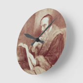 ジャン・カルヴァン(1509-1564年)のポートレート(版木、銅版、版画) ラウンド壁時計 (傾斜)