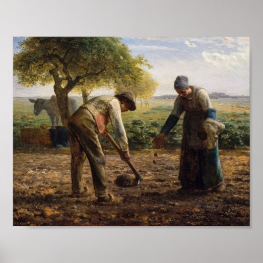 ジャン・フランソワ・ミレー - じゃがいも植え ポスター (正面)