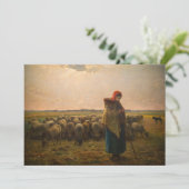 ジャン=フランソワ・ミレー – 羊飼いの娘と群れ1863 サンキューカード (スタンド正面)