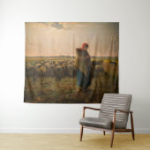 ジャン=フランソワ・ミレー – 羊飼いの娘と群れ1863 タペストリー (インサイチュ(横))