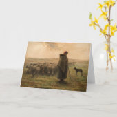 ジャン=フランソワ・ミレー – 羊飼いの娘と群れ1865 カード (黄色い花)