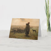 ジャン=フランソワ・ミレー – 羊飼いの娘と群れ1865 カード (正面)